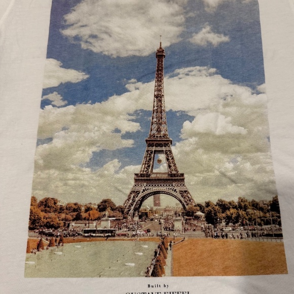 Women's Zara Eiffel Tower T-shirt~Size Small~White - Picture 2 of 4